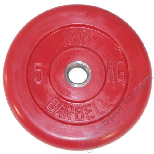 Диск обрезиненый цветной MB Barbell MB50-5 d-50мм 5кг