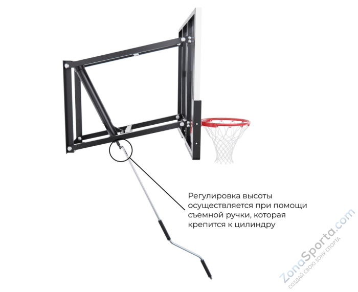 Баскетбольный щит DFC со съёмным регулятором высоты, стекло 6 мм, 120 х 80 см Баскетбольный щит DFC со съёмным регулятором высоты, стекло 6 мм, 120 х 80 см