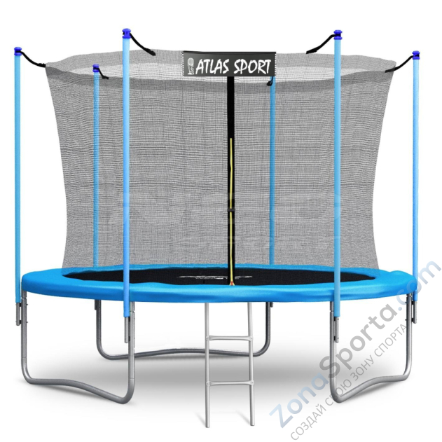 Батут Atlas Sport 252 см (8ft) с внутренней сеткой и лестницей Blue