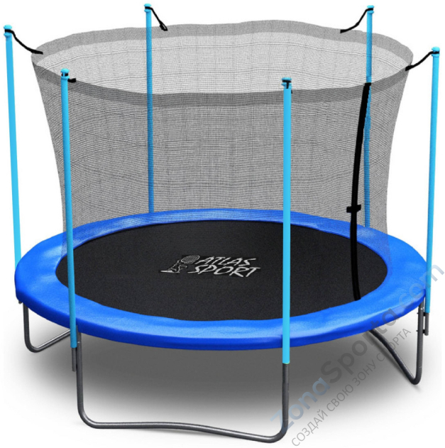 Батут Atlas Sport 252 см (8ft) с внутренней сеткой и лестницей Blue