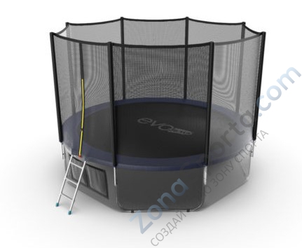 Батут Evo Jump External 12ft (Blue) с нижней сетью