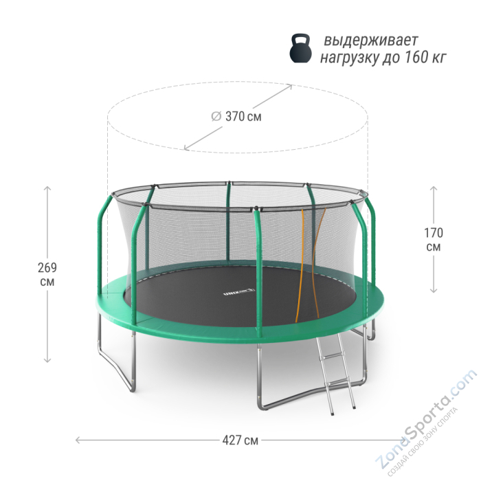 Батут Unix Line Supreme Basic 14 ft (green) Батут Unix Line Supreme Basic 14 ft (green)