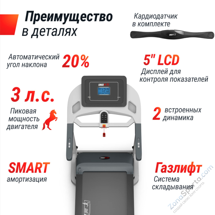 Беговая дорожка Unix Fit MX-580A White Беговая дорожка Unix Fit MX-580A White