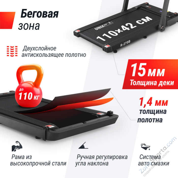 Беговая дорожка Unix Fit R-270B Беговая дорожка Unix Fit R-270B