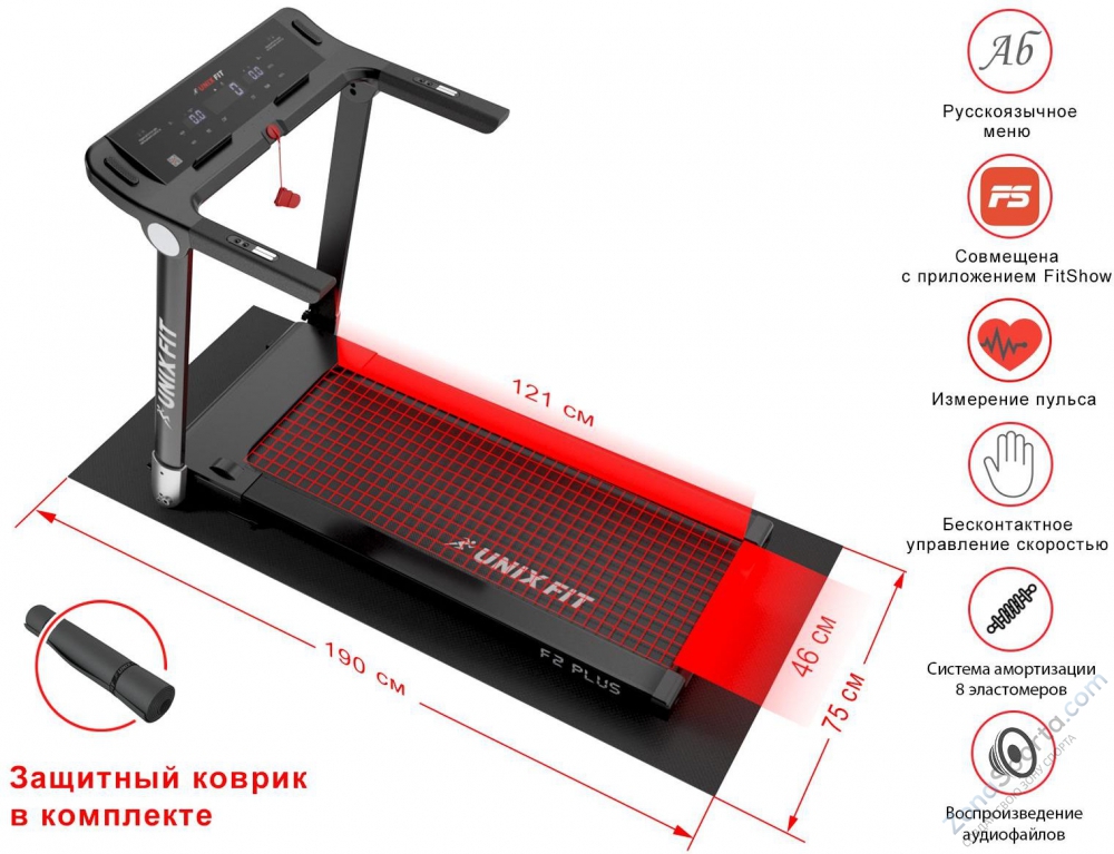 Беговая дорожка Unix Fit Hi-tech F2 Plus Dark Storm Беговая дорожка Unix Fit Hi-tech F2 Plus Dark Storm