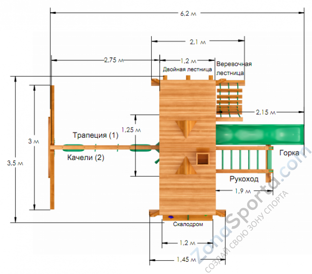 Деревянная детская площадка для дачи Igragrad Крепость Фани с рукоходом (Домик) Деревянная детская площадка для дачи Igragrad Крепость Фани с рукоходом (Домик)
