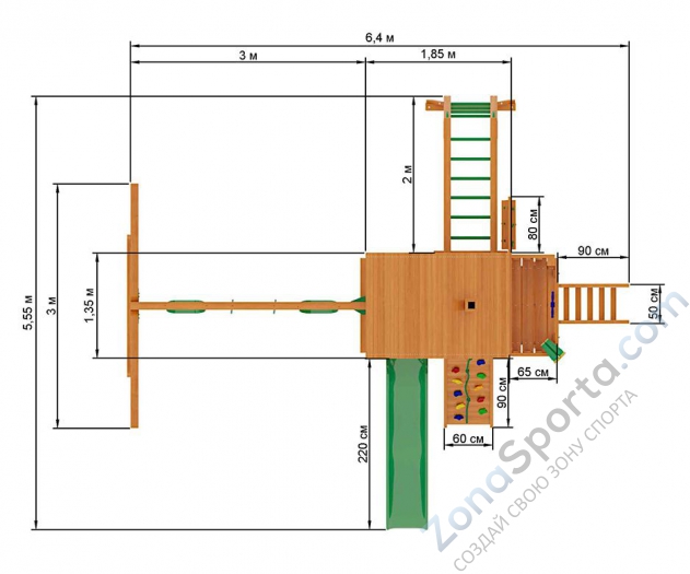 Деревянная детская площадка для дачи IgraGrad Шато с рукоходом (дерево) Деревянная детская площадка для дачи IgraGrad Шато с рукоходом (дерево)