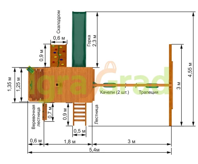 Деревянная детская площадка для дачи Igragrad Шато (Дерево) Деревянная детская площадка для дачи Igragrad Шато (Дерево)