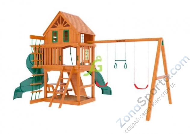 Деревянная детская площадка для дачи Igragrad Шато с трубой (Домик) Деревянная детская площадка для дачи Igragrad Шато с трубой (Домик)