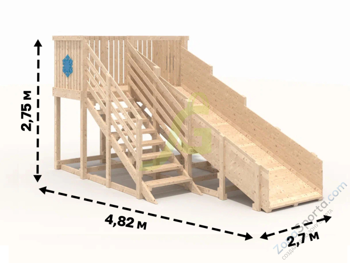 Деревянная зимняя горка IgraGrad Snow Fox скат 4 м без окраски Деревянная зимняя горка IgraGrad Snow Fox скат 4 м без окраски