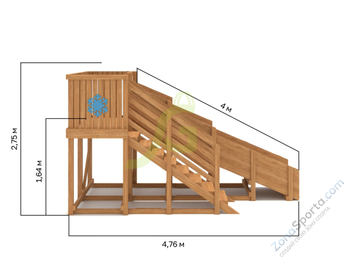 Деревянная зимняя горка IgraGrad Snow Fox скат 4 м Деревянная зимняя горка IgraGrad Snow Fox скат 4 м