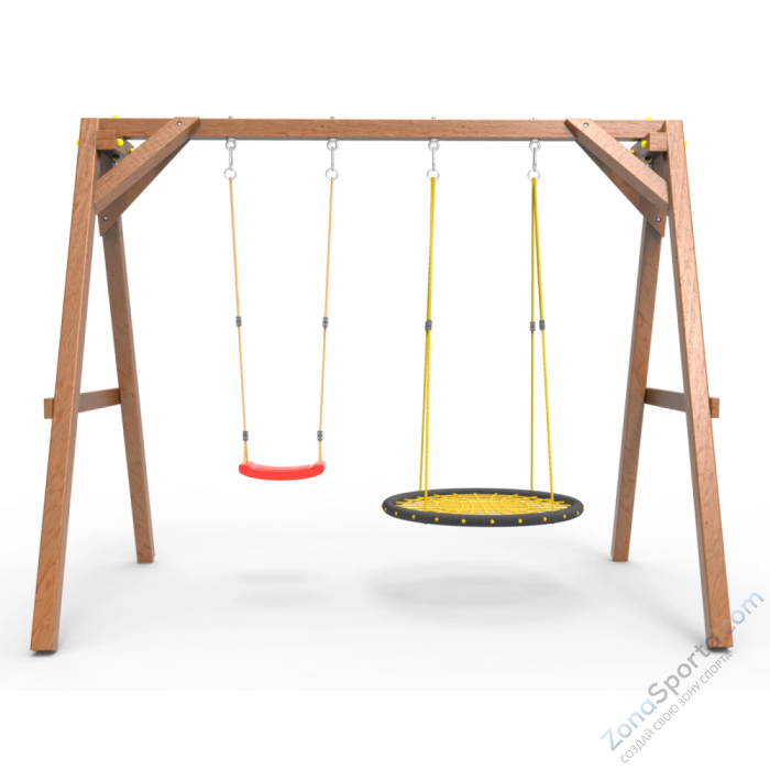 Деревянные качели Пикник 2 Оптимус (качели гнездо 1м качели долька) Деревянные качели Пикник 2 Оптимус (качели гнездо 1м качели долька)