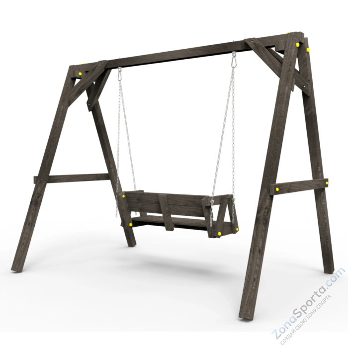 Деревянные качели Пикник 2 Black (диванчик на цепях)