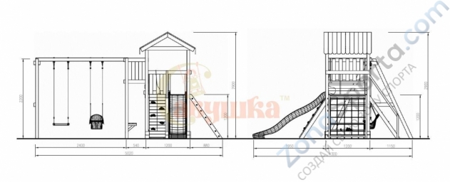 Детская площадка Савушка Мастер 2 с качелями Гнездо 1 метр Детская площадка Савушка Мастер 2 с качелями Гнездо 1 метр