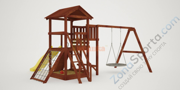Детская площадка Савушка Мастер 2 с качелями Гнездо 1 метр (Махагон) Детская площадка Савушка Мастер 2 с качелями Гнездо 1 метр (Махагон)