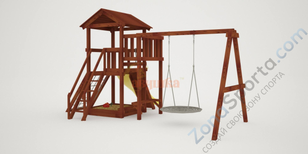 Детская площадка Савушка Мастер 2 с качелями Гнездо 1 метр (Махагон) Детская площадка Савушка Мастер 2 с качелями Гнездо 1 метр (Махагон)