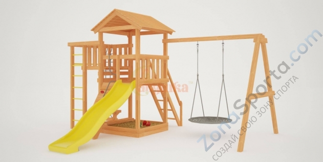 Детская площадка Савушка Мастер 3 с качелями Гнездо 1 метр Детская площадка Савушка Мастер 3 с качелями Гнездо 1 метр