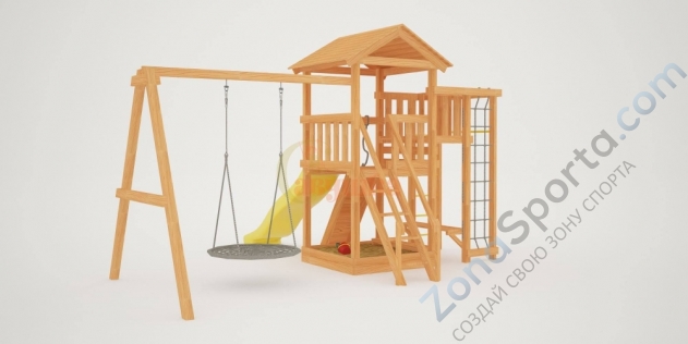 Детская площадка Савушка Мастер 3 с качелями Гнездо 1 метр Детская площадка Савушка Мастер 3 с качелями Гнездо 1 метр
