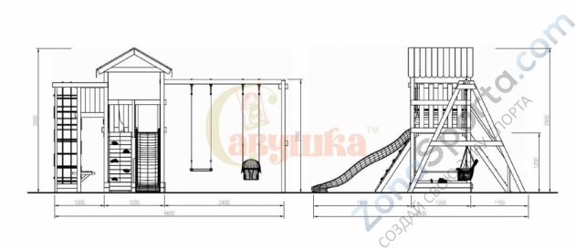 Детская площадка Савушка Мастер 3 с качелями Гнездо 1 метр Детская площадка Савушка Мастер 3 с качелями Гнездо 1 метр