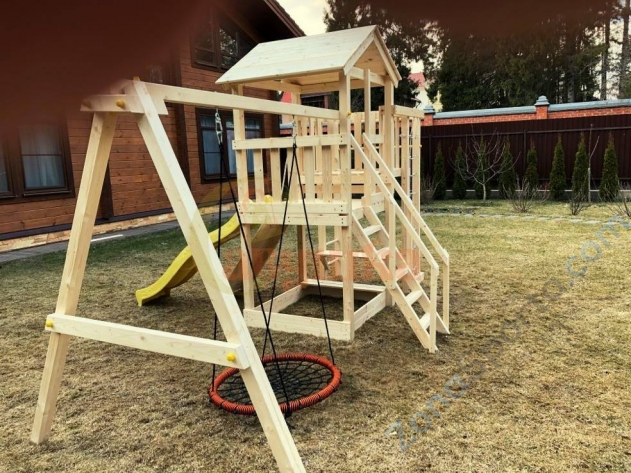 Детская площадка Савушка Мастер 3 с качелями Гнездо 1 метр Детская площадка Савушка Мастер 3 с качелями Гнездо 1 метр