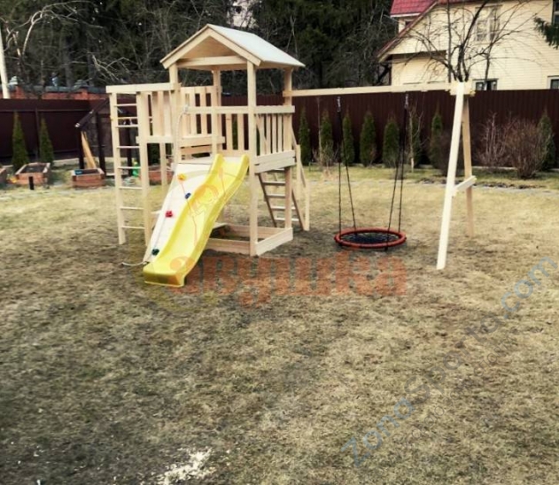 Детская площадка Савушка Мастер 3 с качелями Гнездо 1 метр Детская площадка Савушка Мастер 3 с качелями Гнездо 1 метр