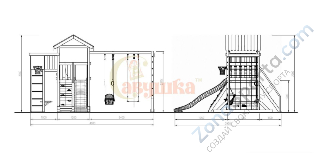 Детская площадка Савушка Мастер 4 (Махагон) 4 сезона