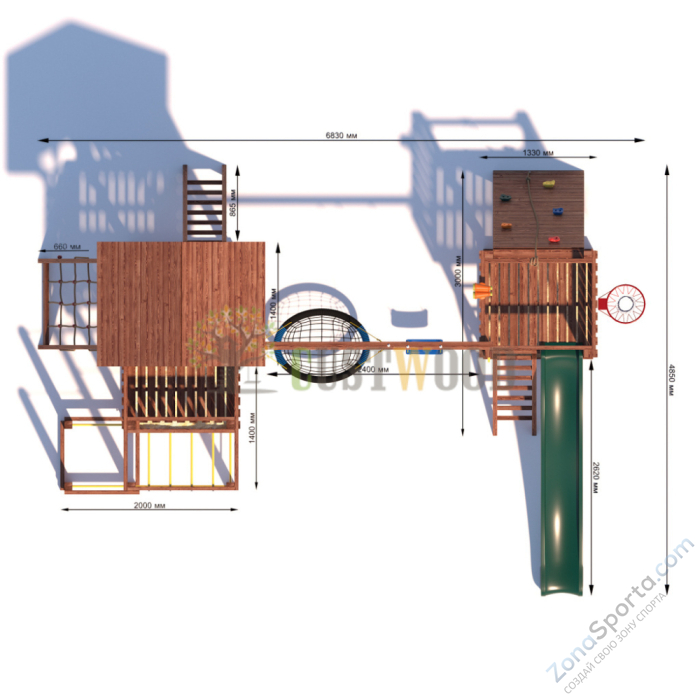 Детская деревянная игровая площадка для улицы дачи CustWood Active 10