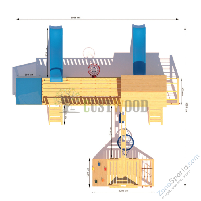 Детская деревянная игровая площадка для улицы дачи CustWood Scout S12