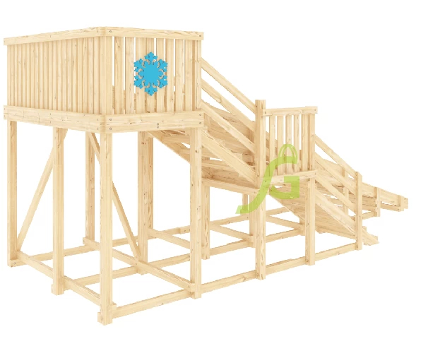 Детская деревянная зимняя горка IgraGrad Snow Fox скат 5.9 м без окраски