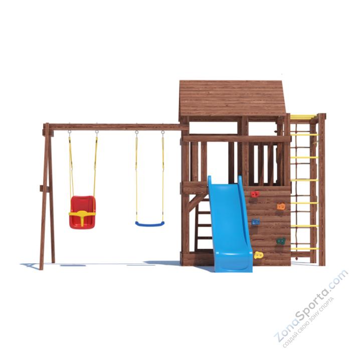 Детская площадка CustWood Scout SC4+ с большой деревянной крышей