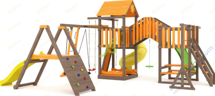 Детская площадка IgraGrad Панда Фани Мостик 2 с трубой Детская площадка IgraGrad Панда Фани Мостик 2 с трубой