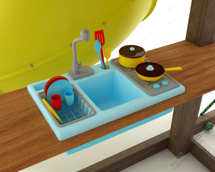 Детская площадка IgraGrad Панда Фани с балконом (две трубы)