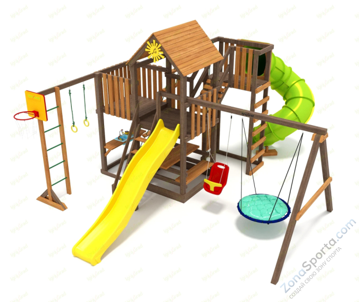 Детская площадка IgraGrad Панда Фани с балконом мод.1 и трубой 2.1м Детская площадка IgraGrad Панда Фани с балконом мод.1 и трубой 2.1м