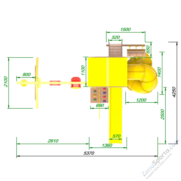 Детская площадка Пикник Элит с винтовой трубой (желтый)