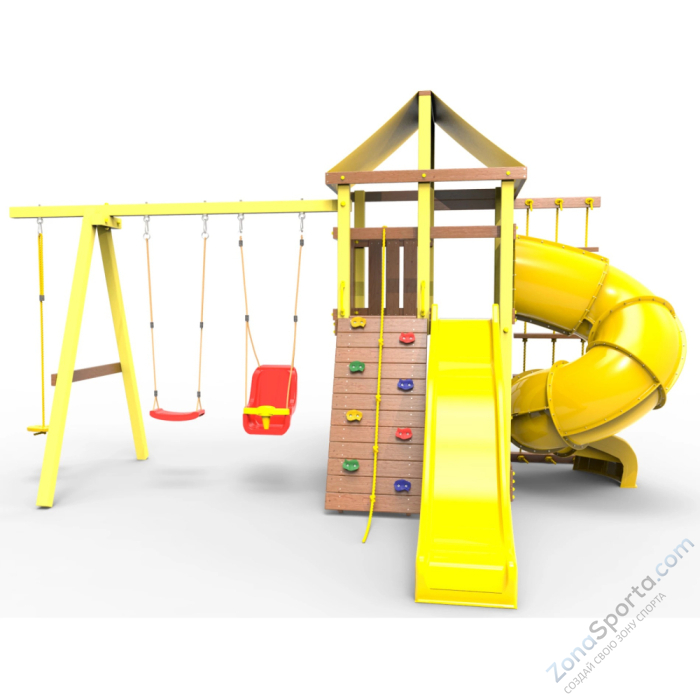 Детская площадка Пикник Элит с винтовой трубой (желтый)