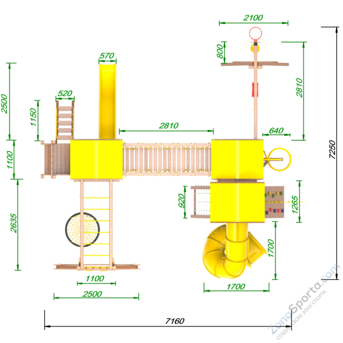 Детская площадка Пикник Оптимус Стэйдж К с винтовой трубой