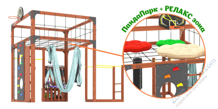 Детская площадка Савушка Куб-1 (Махагон) с гамаком для йоги Детская площадка Савушка Куб-1 (Махагон) с гамаком для йоги