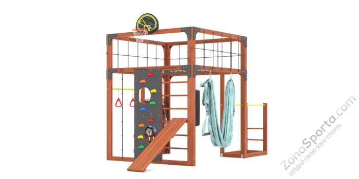 Детская площадка Савушка Куб-1 (Махагон) с гамаком для йоги Детская площадка Савушка Куб-1 (Махагон) с гамаком для йоги