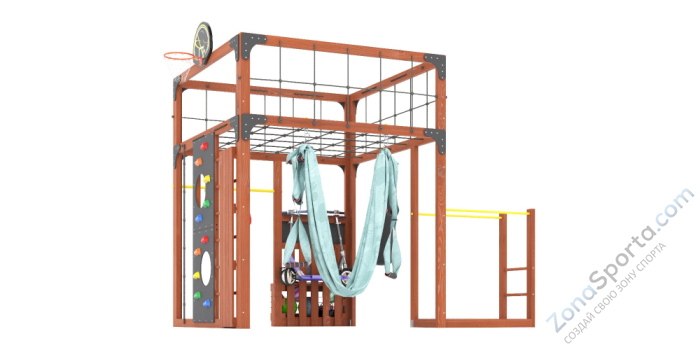 Детская площадка Савушка Куб-1 (Махагон) с гамаком для йоги Детская площадка Савушка Куб-1 (Махагон) с гамаком для йоги