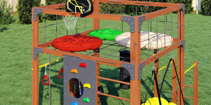 Детская площадка Савушка Куб-1 (Махагон) с подушками Детская площадка Савушка Куб-1 (Махагон) с подушками
