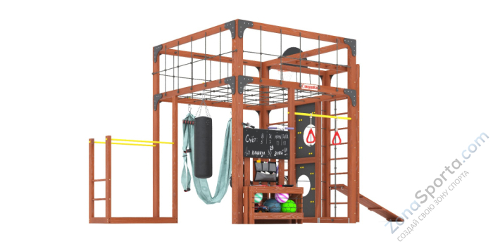 Детская площадка Савушка Куб-2 (Махагон) с гамаком для йоги Детская площадка Савушка Куб-2 (Махагон) с гамаком для йоги