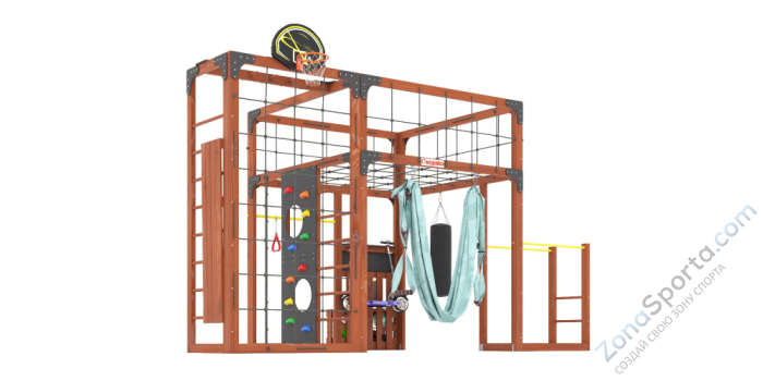 Детская площадка Савушка Куб-2 (Махагон) с гамаком для йоги Детская площадка Савушка Куб-2 (Махагон) с гамаком для йоги