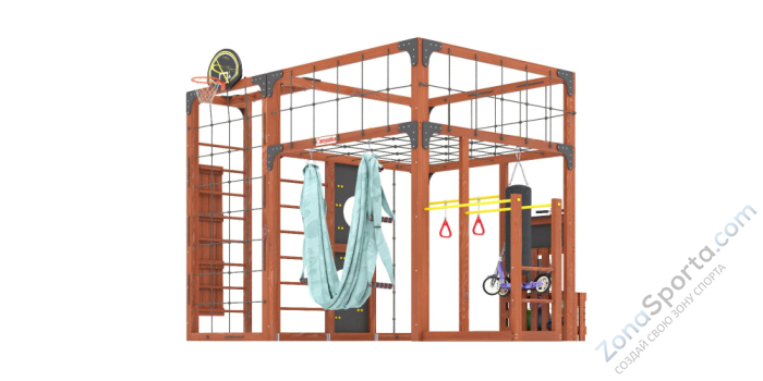 Детская площадка Савушка Куб-2 (Махагон) с гамаком для йоги Детская площадка Савушка Куб-2 (Махагон) с гамаком для йоги