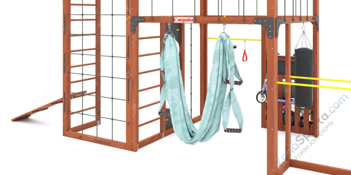 Детская площадка Савушка Куб-2 (Махагон) с гамаком для йоги Детская площадка Савушка Куб-2 (Махагон) с гамаком для йоги