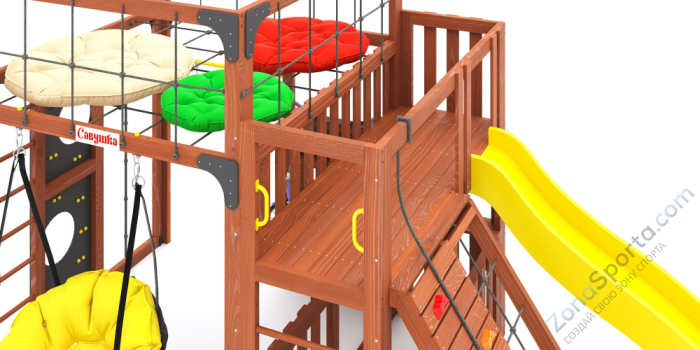 Детская площадка Савушка Куб-3 (Махагон) с подушками
