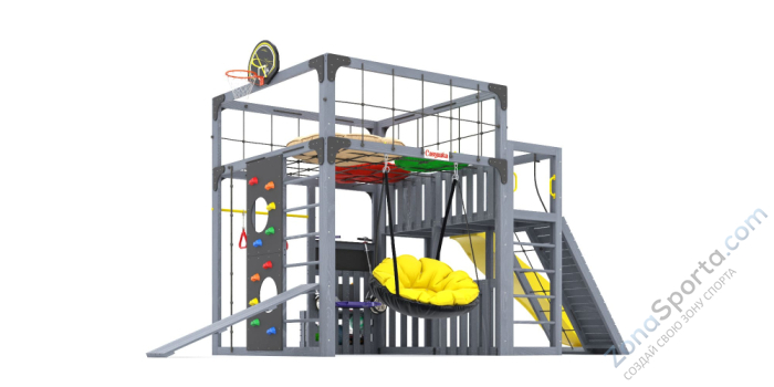 Детская площадка Савушка Куб-3 (Серый) с подушками