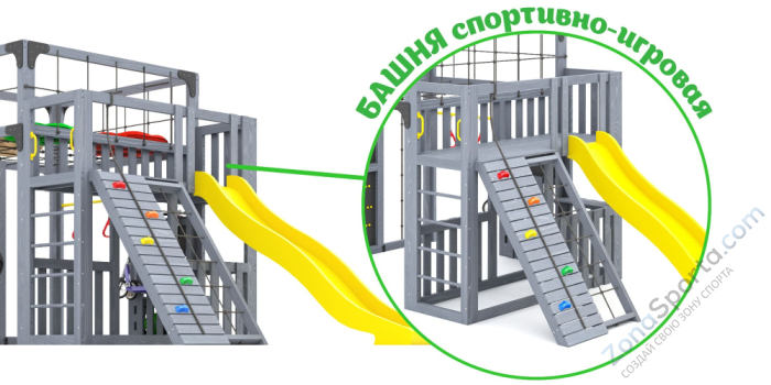 Детская площадка Савушка Куб-3 (Серый) с подушками