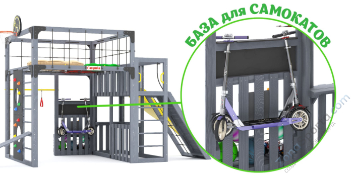 Детская площадка Савушка Куб-3 (Серый) с подушками