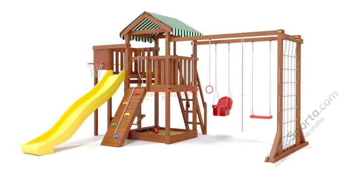 Детская площадка Савушка Мастер 4 (Махагон) Plus (горка 3 метра)