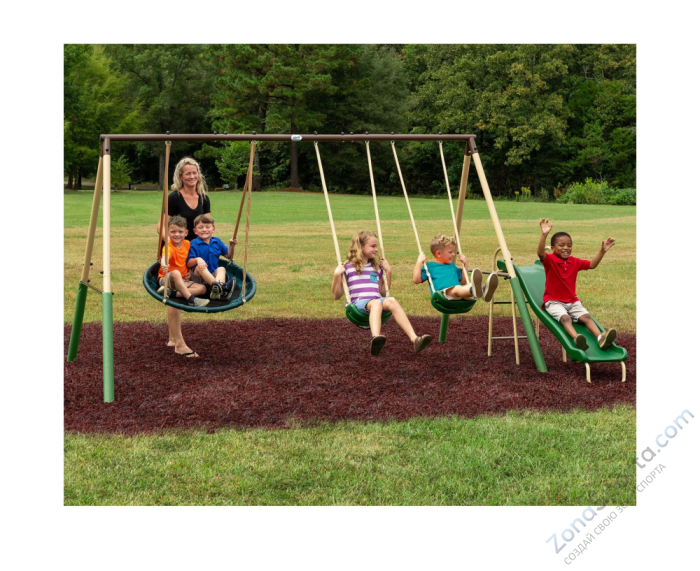 Детский комплекс DFC качели, качели-гнездо и горка 94013 Детский комплекс DFC качели, качели-гнездо и горка 94013